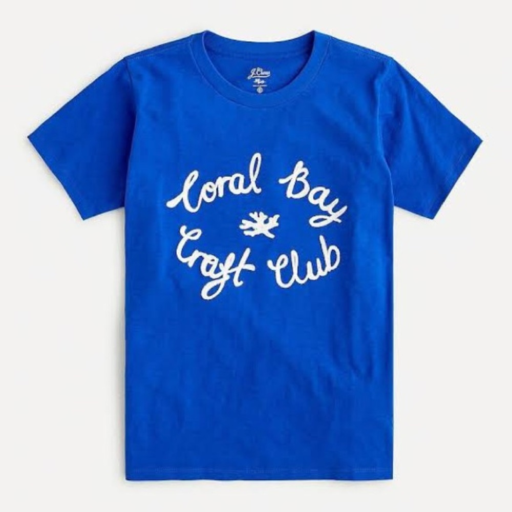 Cobalt Blue Chain Stitch Graphic Tee